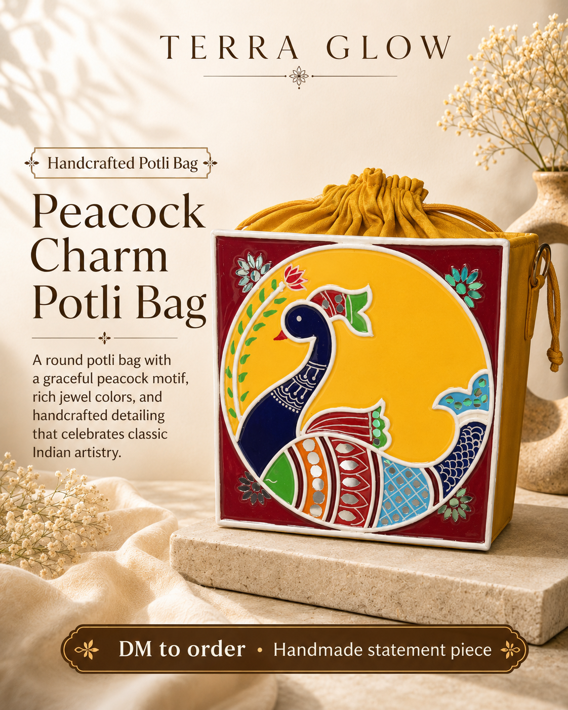 Peacock Charm Potli Bag