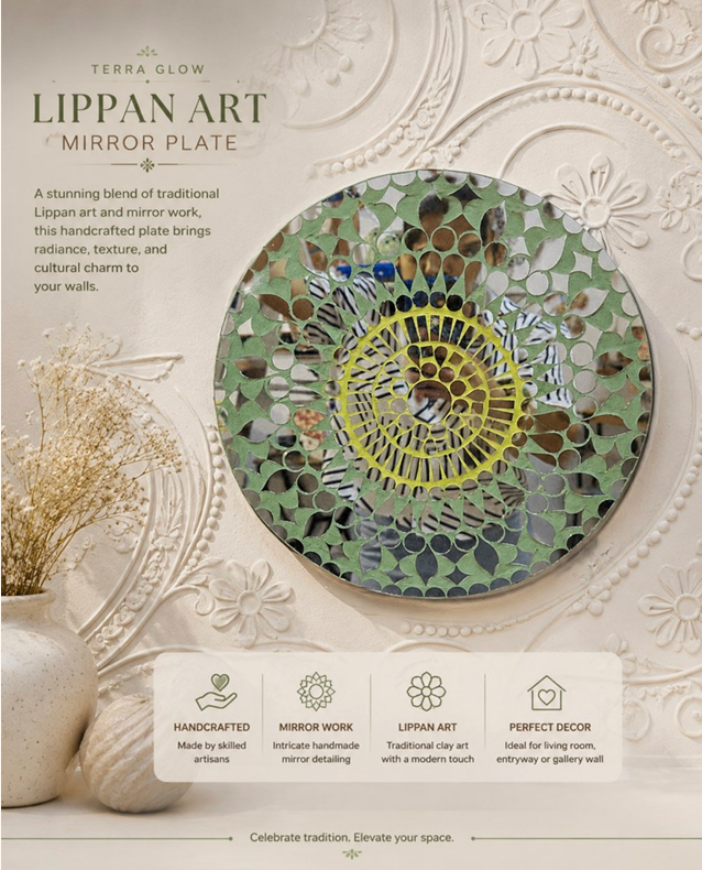 Sage Green Round Lippan Mirror Plate