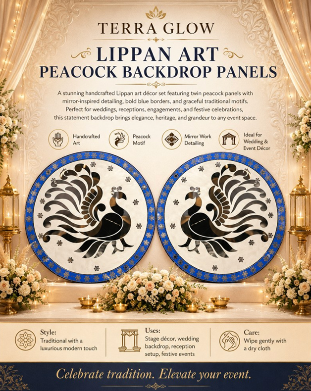 Blue Peacock Lippan Wedding Backdrop Panels