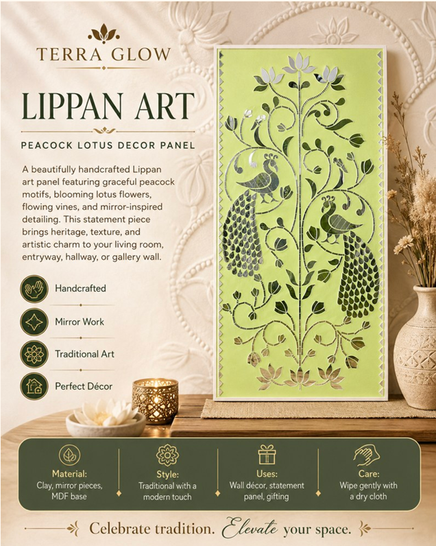 Peacock Lotus Lippan Decor Panel