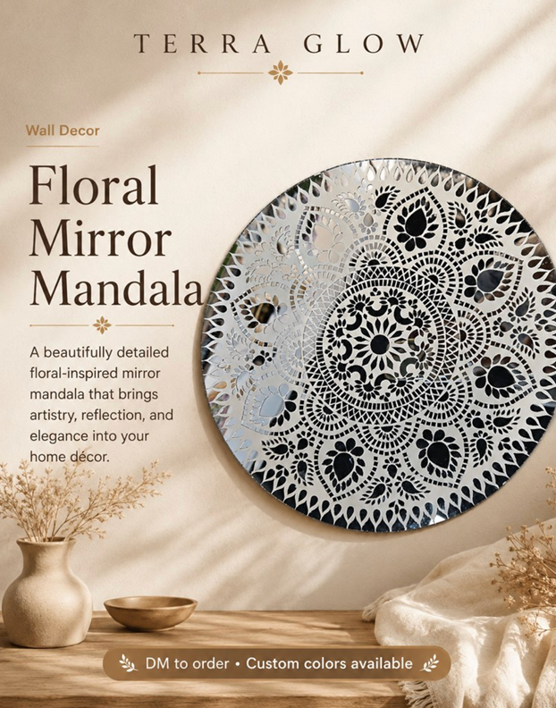 Floral Mirror Mandala Wall Decor