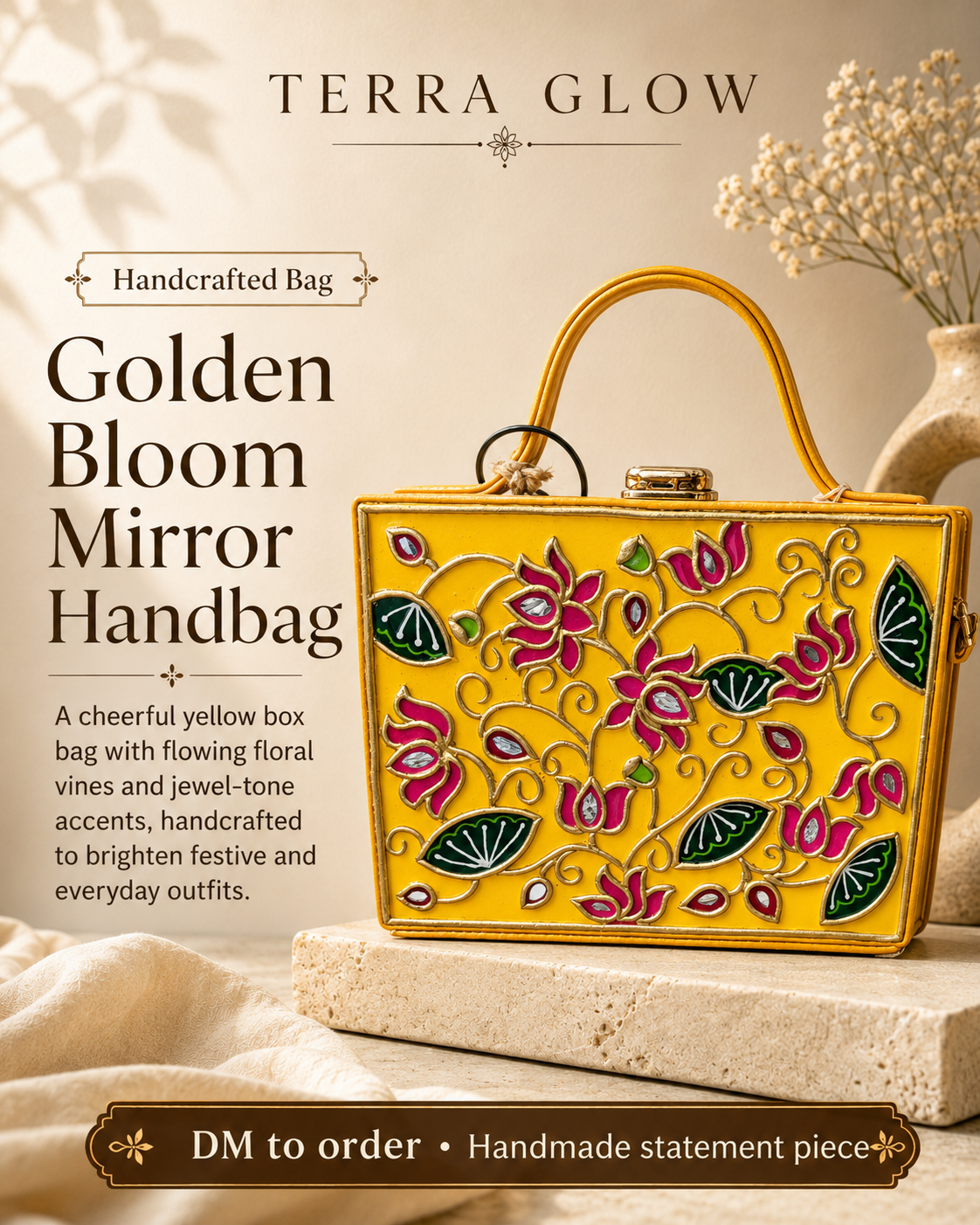 Golden Bloom Mirror Handbag (Sold)