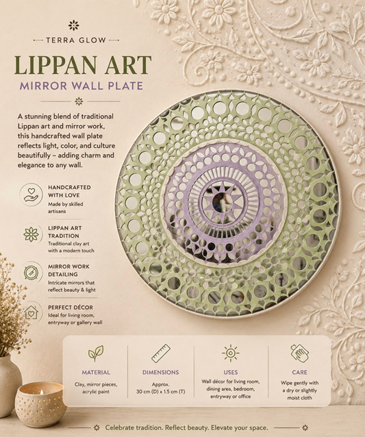 Pastel Green Lavender Lippan Mirror Wall Plate