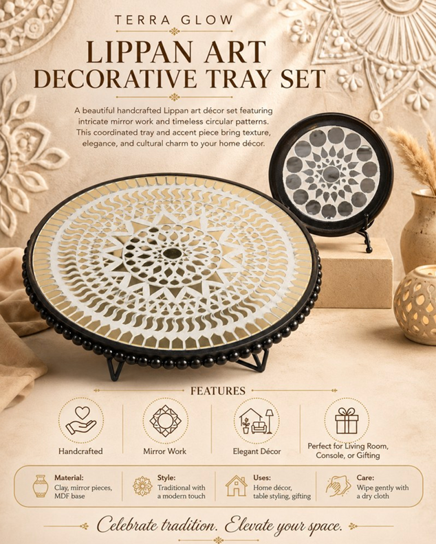 Ivory Black Lippan Decorative Tray Set