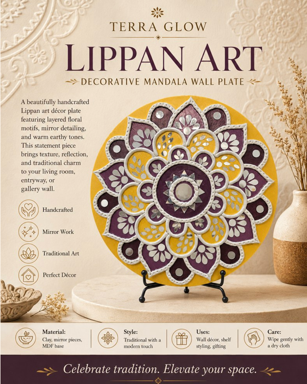 Marigold Lotus Lippan Mandala Wall Plate