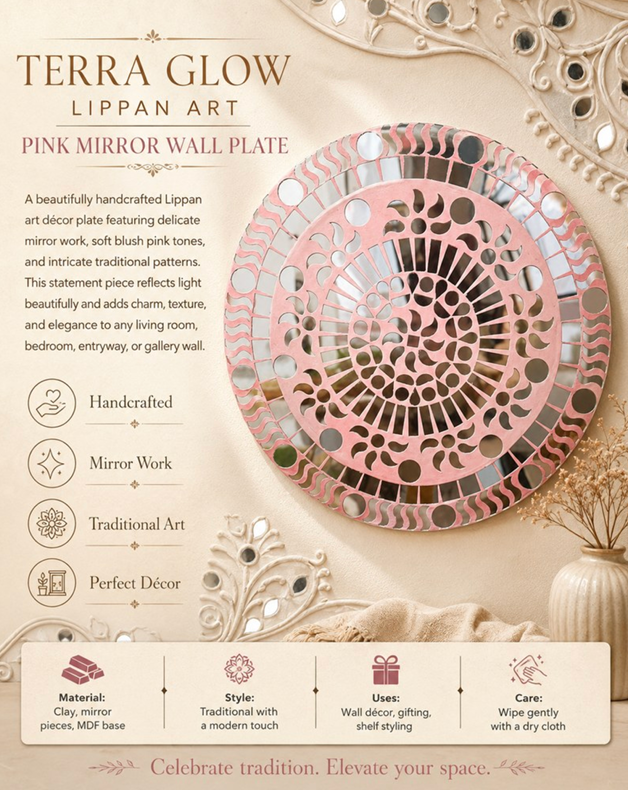 Blush Pink Lippan Mirror Wall Plate